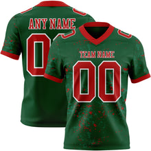 Load image into Gallery viewer, Custom Green Red-White Authentic Abstract Shattered Paint Splatter Football Jersey
