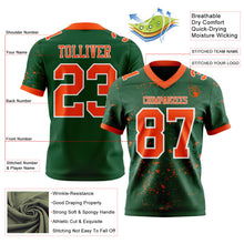 Load image into Gallery viewer, Custom Green Orange-White Authentic Abstract Shattered Paint Splatter Football Jersey
