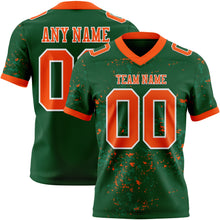 Load image into Gallery viewer, Custom Green Orange-White Authentic Abstract Shattered Paint Splatter Football Jersey
