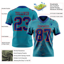 Загрузить изображение в средство просмотра галереи, Custom Teal Royal-Orange Authentic Abstract Shattered Paint Splatter Football Jersey
