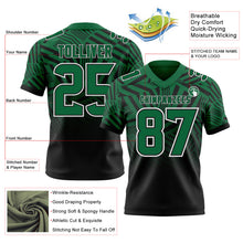 Laden Sie das Bild in den Galerie-Viewer, Custom Kelly Green Black-White Authentic Abstract Geometric Lines Gradient Football Jersey
