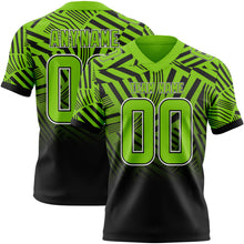 Load image into Gallery viewer, Custom Neon Green Black-White Authentic Abstract Geometric Lines Gradient Football Jersey
