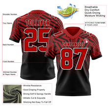 Laden Sie das Bild in den Galerie-Viewer, Custom Red Black-White Authentic Abstract Geometric Lines Gradient Football Jersey

