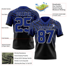 Load image into Gallery viewer, Custom Royal Black-White Authentic Abstract Geometric Lines Gradient Football Jersey
