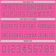 Load image into Gallery viewer, Custom Pink Black-White Authentic Abstract Geometric Lines Gradient Football Jersey
