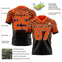 Load image into Gallery viewer, Custom Orange Black-White Authentic Abstract Geometric Lines Gradient Football Jersey
