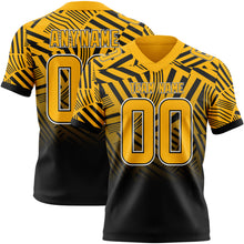 Load image into Gallery viewer, Custom Gold Black-White Authentic Abstract Geometric Lines Gradient Football Jersey
