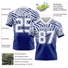 Laden Sie das Bild in den Galerie-Viewer, Custom White-Royal Authentic Abstract Geometric Lines Gradient Football Jersey
