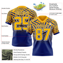 Load image into Gallery viewer, Custom Gold Royal-White Authentic Abstract Geometric Lines Gradient Football Jersey
