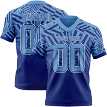 Laden Sie das Bild in den Galerie-Viewer, Custom Light Blue Royal-White Authentic Abstract Geometric Lines Gradient Football Jersey
