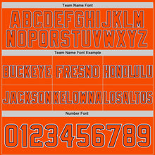 Load image into Gallery viewer, Custom Orange Navy-White Authentic Abstract Geometric Lines Gradient Football Jersey
