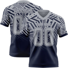 Laden Sie das Bild in den Galerie-Viewer, Custom Gray Navy-White Authentic Abstract Geometric Lines Gradient Football Jersey
