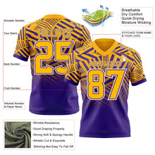 Load image into Gallery viewer, Custom Gold Purple-White Authentic Abstract Geometric Lines Gradient Football Jersey
