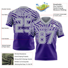Laden Sie das Bild in den Galerie-Viewer, Custom Gray Purple-White Authentic Abstract Geometric Lines Gradient Football Jersey
