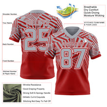 Laden Sie das Bild in den Galerie-Viewer, Custom Gray Red-White Authentic Abstract Geometric Lines Gradient Football Jersey
