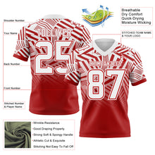 Laden Sie das Bild in den Galerie-Viewer, Custom White-Red Authentic Abstract Geometric Lines Gradient Football Jersey
