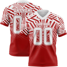 Laden Sie das Bild in den Galerie-Viewer, Custom White-Red Authentic Abstract Geometric Lines Gradient Football Jersey
