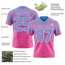 Laden Sie das Bild in den Galerie-Viewer, Custom Light Blue Pink-White Authentic Abstract Geometric Lines Gradient Football Jersey
