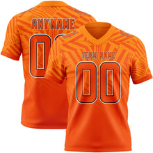 Laden Sie das Bild in den Galerie-Viewer, Custom Bay Orange Orange Black-White Authentic Abstract Geometric Lines Gradient Football Jersey
