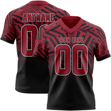 Load image into Gallery viewer, Custom Cardinal Black-White Authentic Abstract Geometric Lines Gradient Football Jersey
