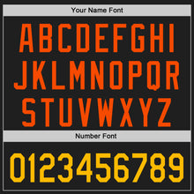 Laden Sie das Bild in den Galerie-Viewer, Custom Black Gold-Orange Raglan Line Gradient Stripe Authentic Baseball Jersey
