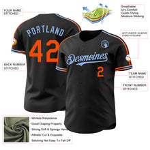 Laden Sie das Bild in den Galerie-Viewer, Custom Black Orange-Light Blue Raglan Line Gradient Stripe Authentic Baseball Jersey
