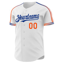 Загрузить изображение в средство просмотра галереи, Custom White Orange-Royal Raglan Line Gradient Stripe Authentic Baseball Jersey
