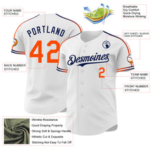 Laden Sie das Bild in den Galerie-Viewer, Custom White Orange-Navy Raglan Line Gradient Stripe Authentic Baseball Jersey
