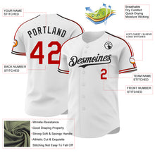 Laden Sie das Bild in den Galerie-Viewer, Custom White Red-Black Raglan Line Gradient Stripe Authentic Baseball Jersey
