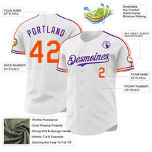 Laden Sie das Bild in den Galerie-Viewer, Custom White Orange-Purple Raglan Line Gradient Stripe Authentic Baseball Jersey
