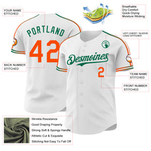 Загрузить изображение в средство просмотра галереи, Custom White Orange-Kelly Green Raglan Line Gradient Stripe Authentic Baseball Jersey

