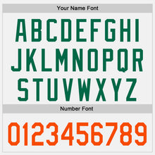 Загрузить изображение в средство просмотра галереи, Custom White Orange-Kelly Green Raglan Line Gradient Stripe Authentic Baseball Jersey
