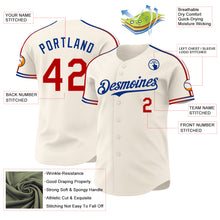 Laden Sie das Bild in den Galerie-Viewer, Custom Cream Red-Royal Raglan Line Gradient Stripe Authentic Baseball Jersey
