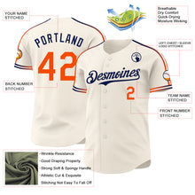 Laden Sie das Bild in den Galerie-Viewer, Custom Cream Orange-Navy Raglan Line Gradient Stripe Authentic Baseball Jersey

