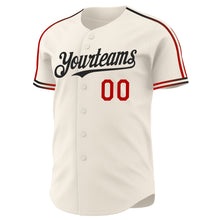 Laden Sie das Bild in den Galerie-Viewer, Custom Cream Red-Black Raglan Line Gradient Stripe Authentic Baseball Jersey
