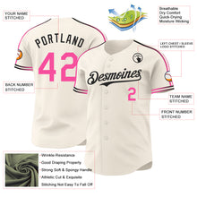 Laden Sie das Bild in den Galerie-Viewer, Custom Cream Pink-Black Raglan Line Gradient Stripe Authentic Baseball Jersey

