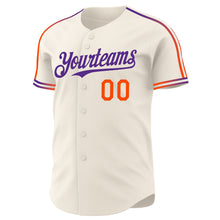 Laden Sie das Bild in den Galerie-Viewer, Custom Cream Orange-Purple Raglan Line Gradient Stripe Authentic Baseball Jersey
