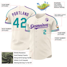 Laden Sie das Bild in den Galerie-Viewer, Custom Cream Teal-Purple Raglan Line Gradient Stripe Authentic Baseball Jersey
