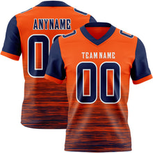 Загрузить изображение в средство просмотра галереи, Custom Orange Navy-White Authentic Fluid Scratch Waves Football Jersey
