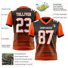 Laden Sie das Bild in den Galerie-Viewer, Custom Black White-Orange Authentic Fluid Scratch Waves Football Jersey

