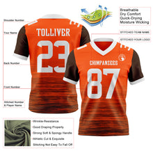 Charger l'image dans la galerie, Custom Orange White-Brown Authentic Fluid Scratch Waves Football Jersey
