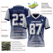 Laden Sie das Bild in den Galerie-Viewer, Custom Navy White-Gray Authentic Fluid Scratch Waves Football Jersey
