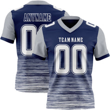 Laden Sie das Bild in den Galerie-Viewer, Custom Navy White-Gray Authentic Fluid Scratch Waves Football Jersey
