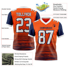 Загрузить изображение в средство просмотра галереи, Custom Orange White-Navy Authentic Fluid Scratch Waves Football Jersey
