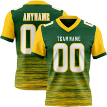 Laden Sie das Bild in den Galerie-Viewer, Custom Green White-Yellow Authentic Fluid Scratch Waves Football Jersey
