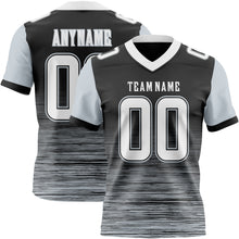 Laden Sie das Bild in den Galerie-Viewer, Custom Black White-Silver Authentic Fluid Scratch Waves Football Jersey

