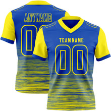 Laden Sie das Bild in den Galerie-Viewer, Custom Thunder Blue-Light Yellow Authentic Fluid Scratch Waves Football Jersey
