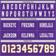 Laden Sie das Bild in den Galerie-Viewer, Custom Purple White-Yellow Authentic Fluid Scratch Waves Football Jersey
