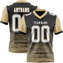 Laden Sie das Bild in den Galerie-Viewer, Custom Black White-Vegas Gold Authentic Fluid Scratch Waves Football Jersey
