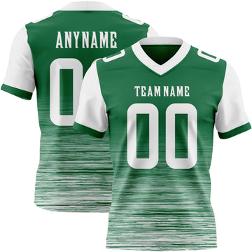 Custom Kelly Green-White Authentic Fluid Scratch Waves Football Jersey